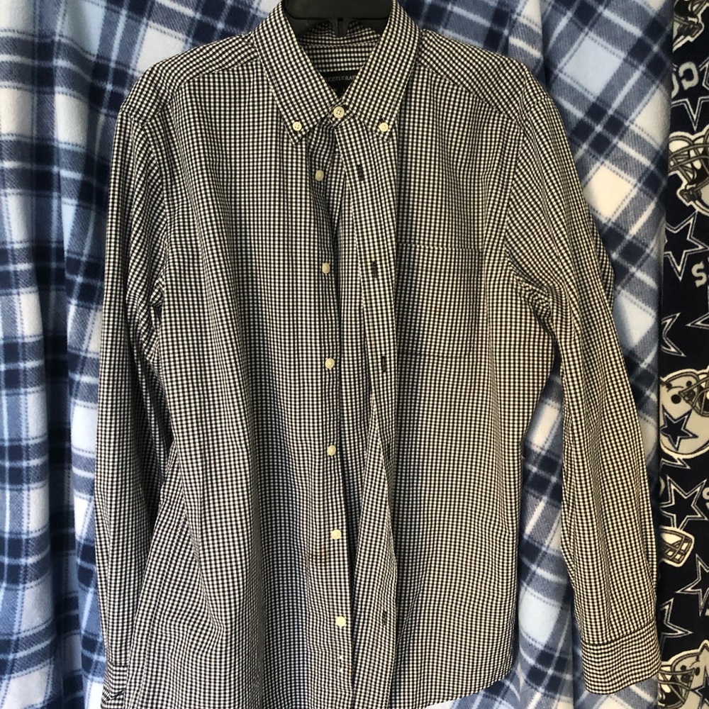 Large 16 1/2 32 33 black and white dress shirt